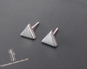 Small Triangle Stud Earrings, Triangle Earrings, Sterling Silver Earrings, Studs, Jewelry, Gift, Minimalist Earrings
