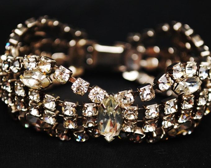 Rhinestone Bracelet - Bling glitz hollywood glamour - Clear Rhinestone