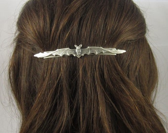 Bat Barrette- French Slide Barrette- Silver Barrette- Bat Hair Clip- Slide Barrette- Bat Accessory