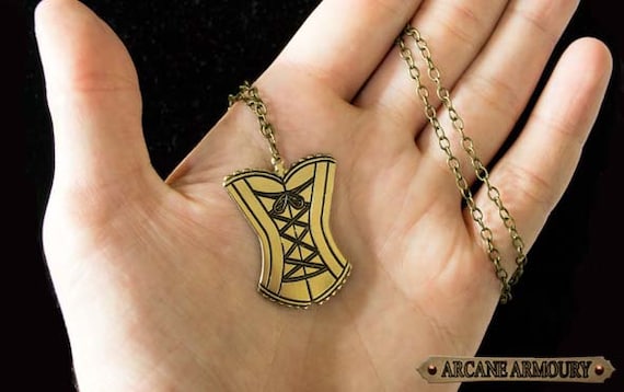 Corset Pendant Brass by ArcaneArmoury steampunk buy now online