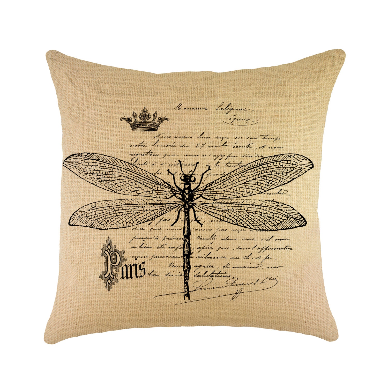 Dragonfly Pillow French Farmhouse Throw Pillow Shabby Dragonfly Pillow French Farmhouse Throw Pillow Shabby