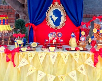 SNOW White Party- COMPLETE - Snow White Birthday- Girl Birthday Party - Snow White - Seven Dwarfs - Snow White Decorations - Princess Party