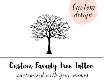 Family Tree tattoo - Custom Family Tree - family tree - Mommy Daughter Gift - Personalized family tree - Family Tree Art