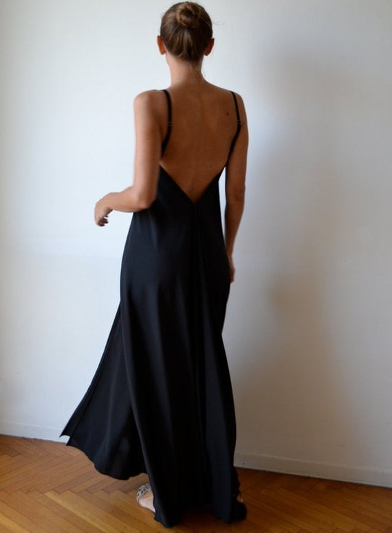 Long black silk backless dress Long black silk backless dress