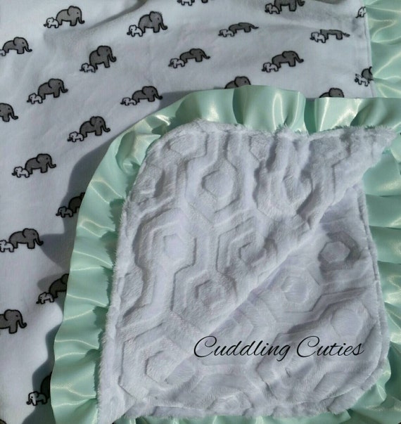Minky Blanket Double Sided with Ruffled Satin by cuddlingcuties