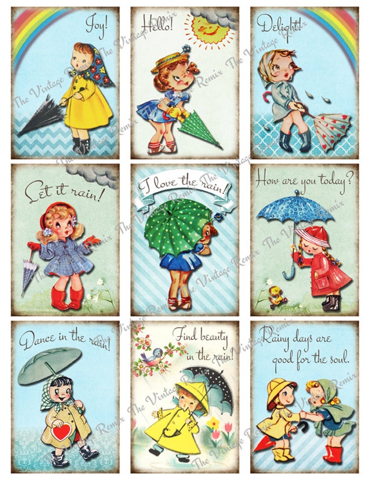 Rainy Days Instant download printable digital by TheVintageRemix
