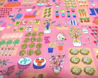 SALE Japanese Fabric Garden Pink Fat Quarter