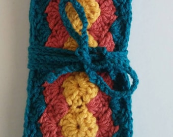 Gold, Rust, and Teal Steering Wheel Cover