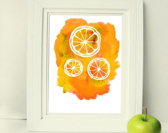 Orange art print | Etsy