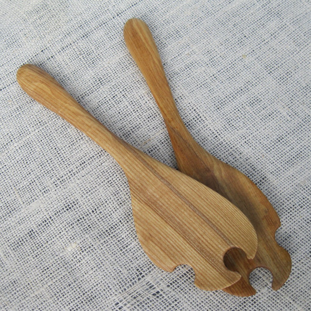 Handmade Wooden Salad Tongs Servers