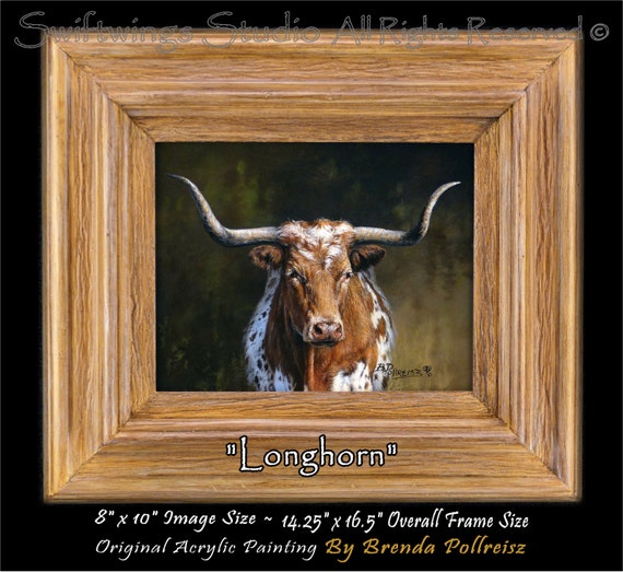 Original Longhorn Painting Original Acrylic by SwiftwingsStudio