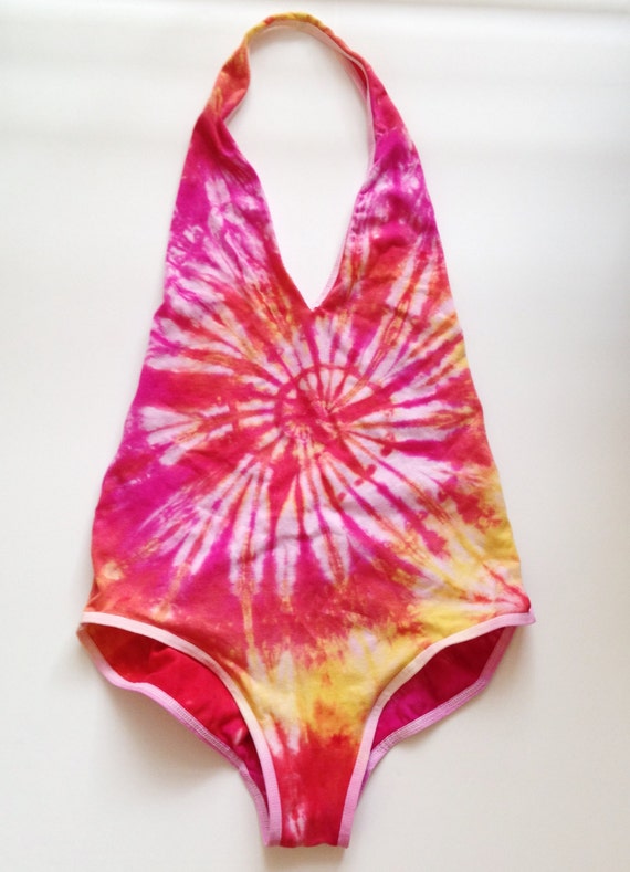 Tie Dyed Rave Bodysuit Tye Dye Leotard Size Large by nostalgicusa