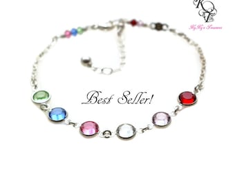 Family Bracelet, Birthstone Bracelet, Grandma Bracelet, Mothers Bracelet, Sterling Silver Bracelet, Birthstone Jewelry, Mothers Jewelry