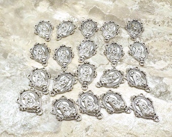 Twenty (20) Pewter Immaculate Heart of Mary Rosary Connectors - 5136