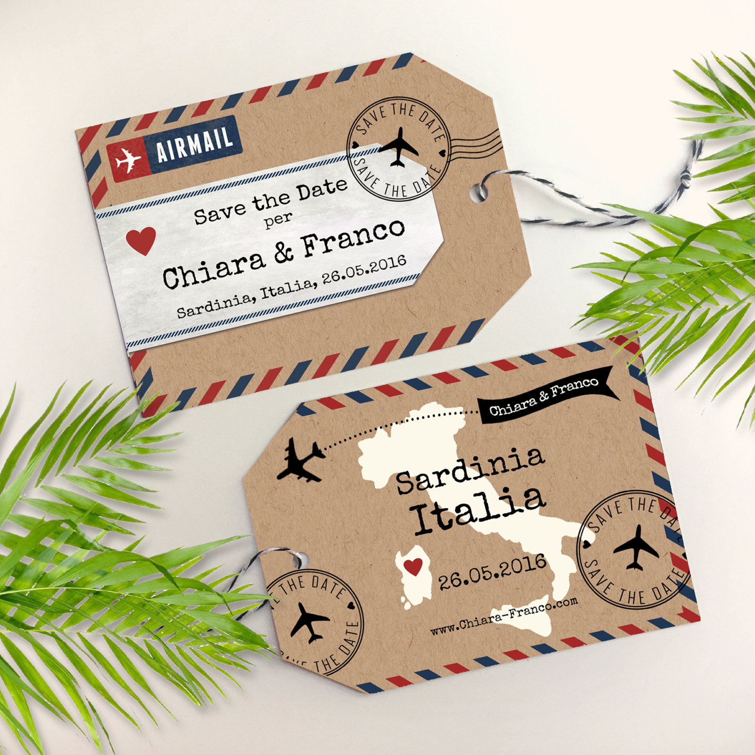 save the date luggage tags