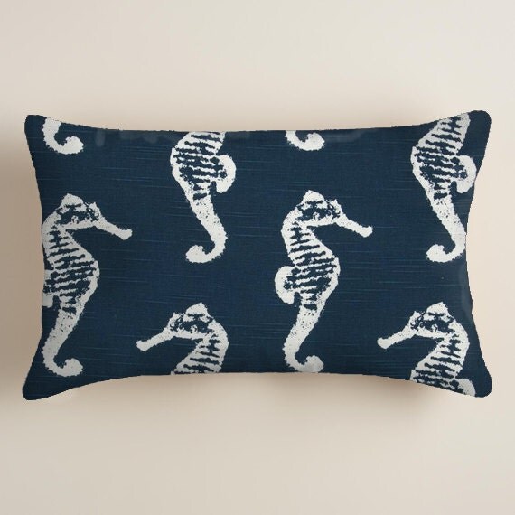 PILLOWS NAVY Blue Pillows Lumbar Decorative Throw
