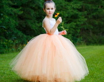 Full length peach tutu skirt. Long tutu.