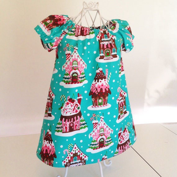 Items similar to Christmas Toddler Dress Holiday Gingerbread House