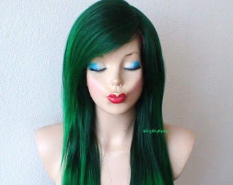 Green wig. Pastel hair. Ombre wig. Scene wig. Irish green long straight hair style wig. Durable Heat resistant wig for daily use or cosplay