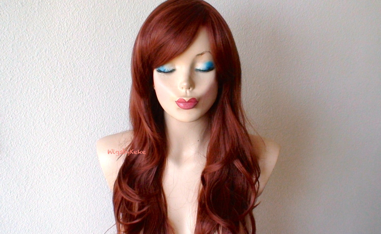 Auburn Wig Red Hair Wig Long Curly Hairstyle Wigdurable 0106