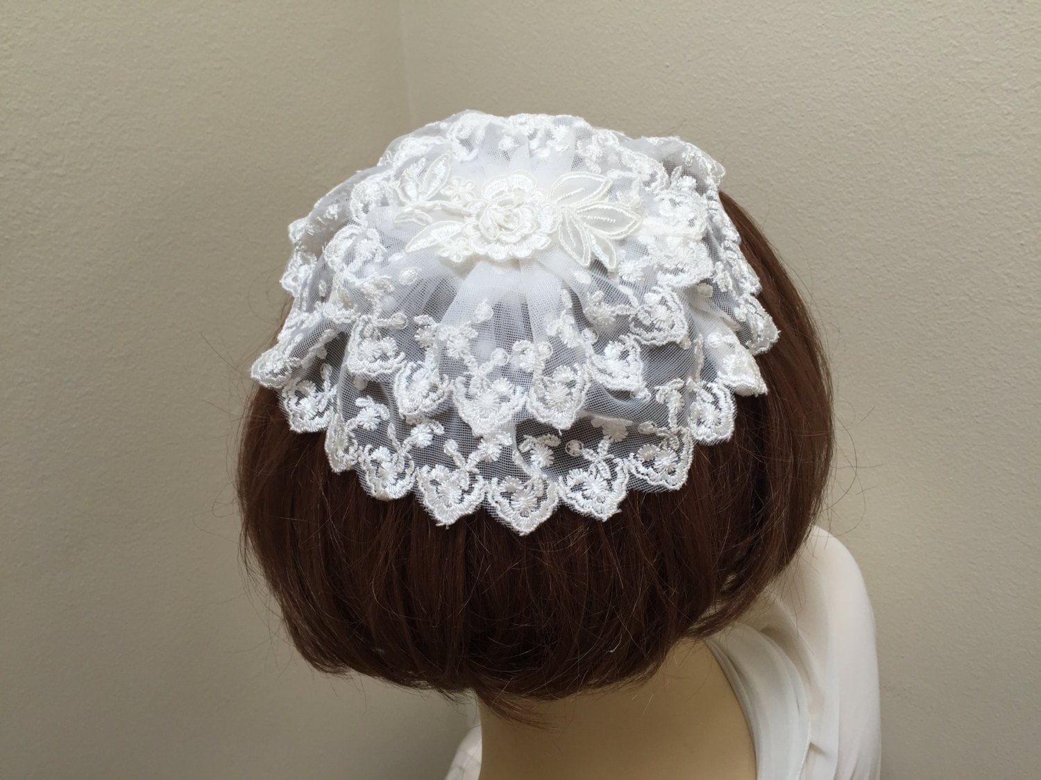 White Lace Chapel Cap Lace Head Covering Lace Church Hat