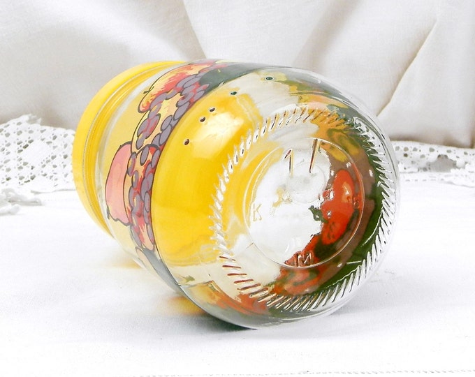 Vintage French Airtight Le Parfait Storage Jar with Retro Printed Fruit Pattern and Yellow Lid, 1 L 1960S Retro Home Interior Kitchenware Vintage French Airtight Le Parfait Storage Jar with Retro Printed Fruit Pattern and Yellow Lid, 1 L 1960S Retro Home Interior Kitchenware