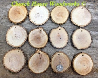 DIY 25 Large 3"+ Wood Slice Ornaments use for Christmas, rustic weddings, country decor, tree slice ornament