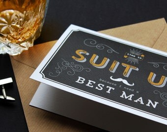 Suit Up Groomsman Wedding Greeting Cards, Usher / Best Man / Give me Away