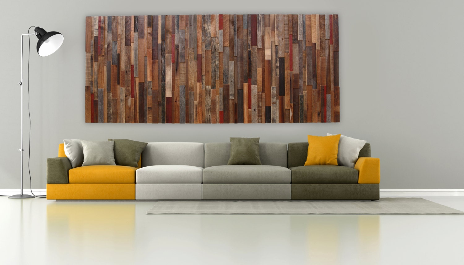 Large wood wall art made of old reclaimed barnwood Different