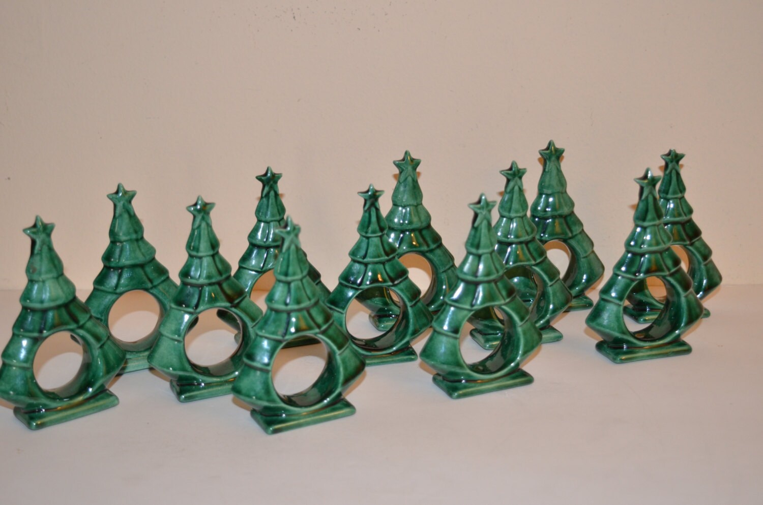 vintage ceramic christmas tree napkin rings set of 12 vintage ceramic christmas tree napkin rings set of 12
