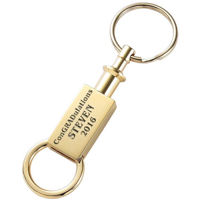 Personalized Gold Detachable Valet Keychain Engraved Free