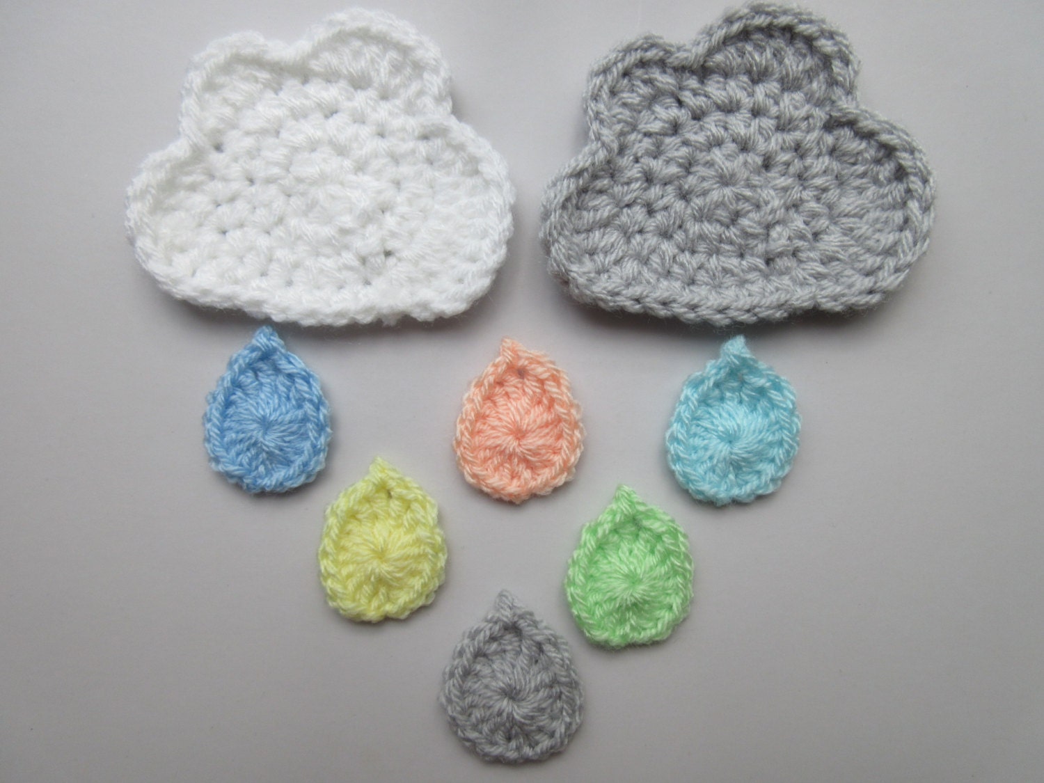 Cloud and Raindrops Crochet Pattern Applique Pattern Cloud