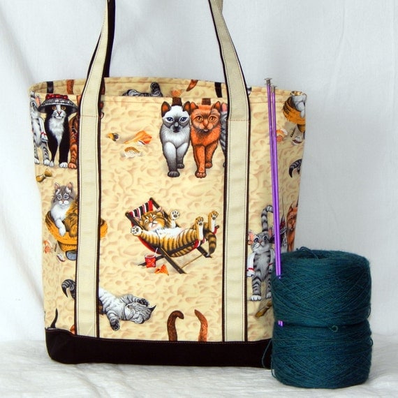 Large zippered tote bag fully lined extra long straps Beach