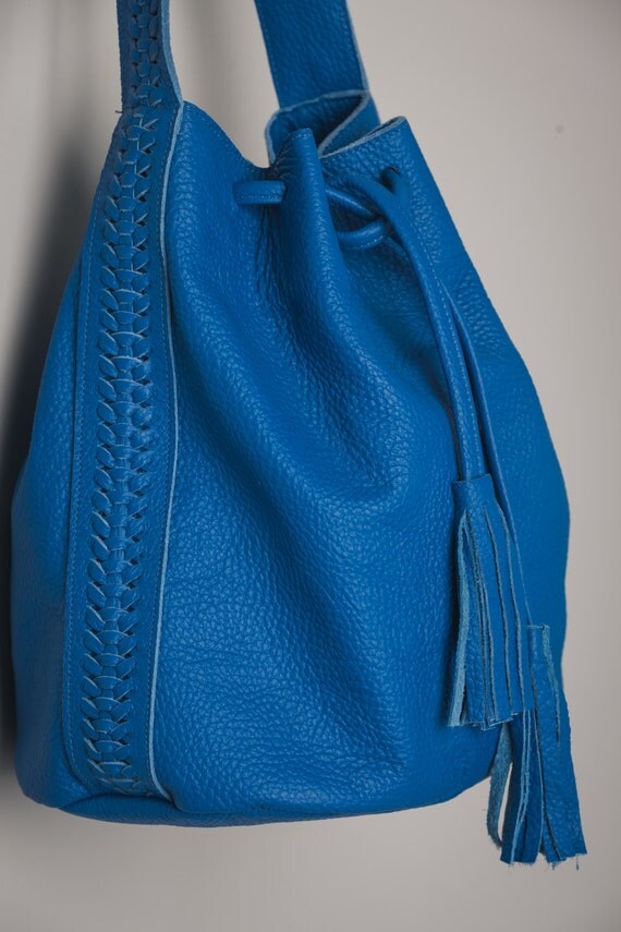 bucket bag royal blue handbag boho cross body by