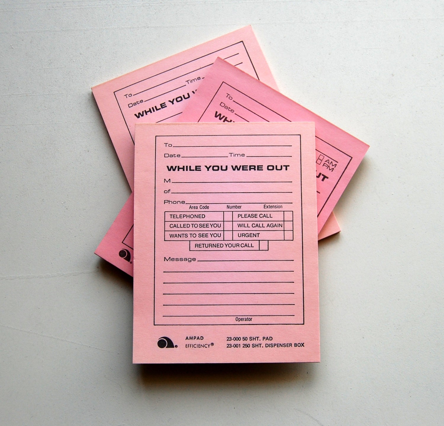 While You Were Out...Vintage Note Pad Pink Paper