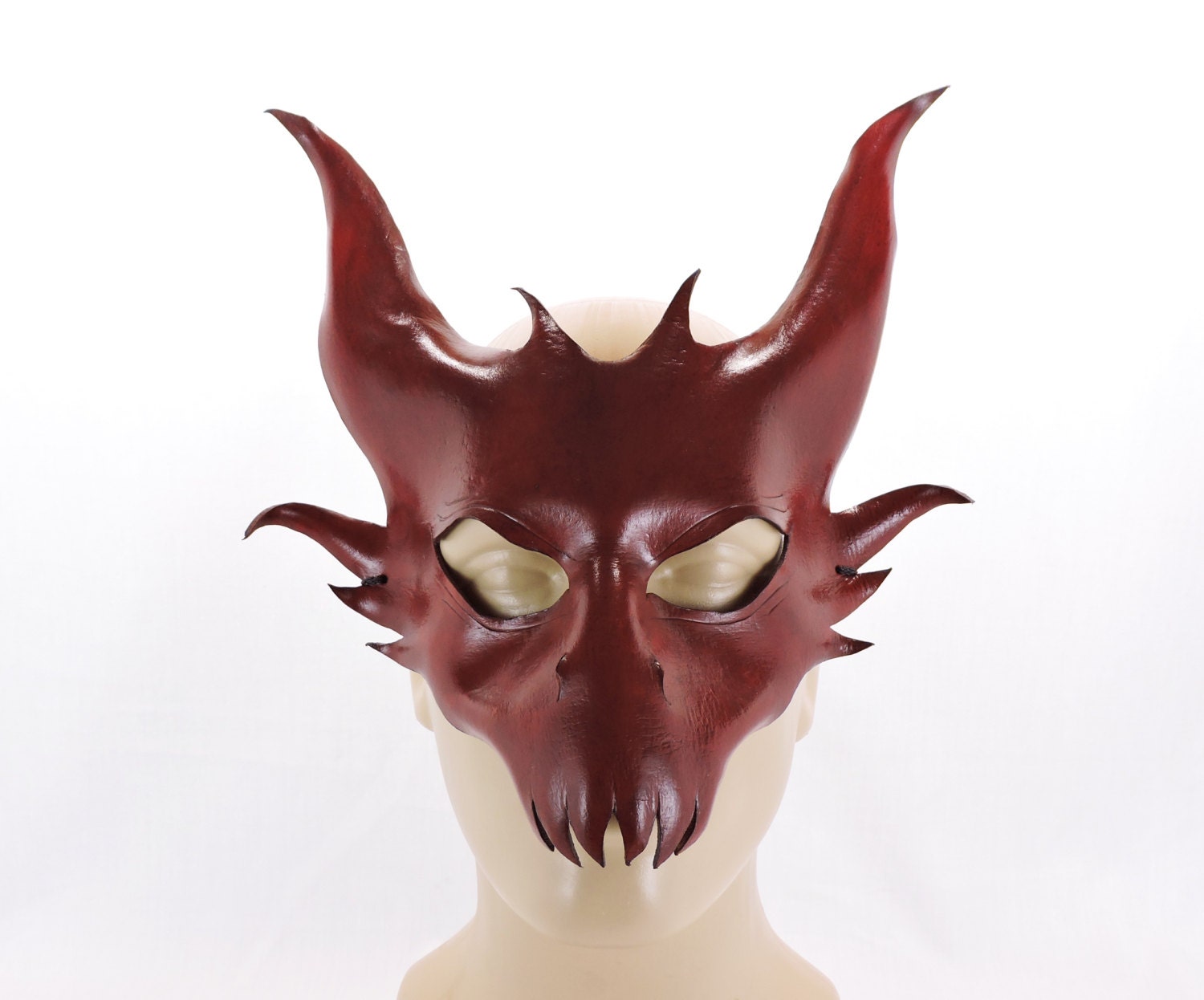 Red Devil Mask Unisex Leather Mask Halloween Cosplay