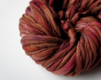 SALE: Thick and Thin Slub Yarn Handspun Merino Yarn, Brown Yarn