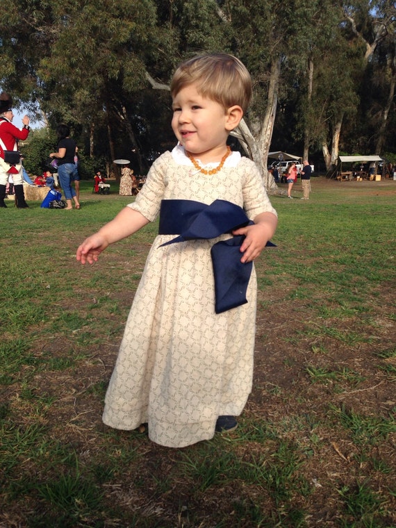 18th Century Colonial Baby or Toddler Frock Gown Colonial
