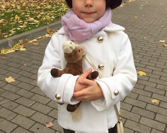 Girls wool coat autumn winter ivory soft special occasion baby infant birthday christmas fall elegant warm