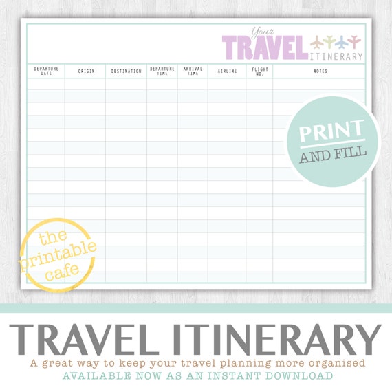 Editable Travel Itinerary Organize your travels Life