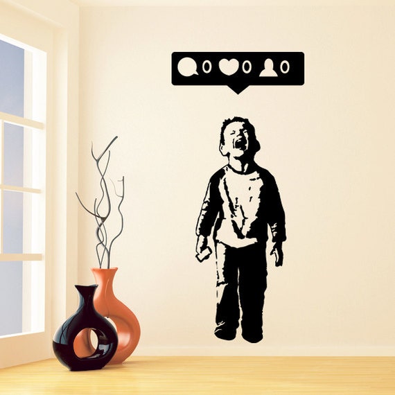 Banksy Vinyl Wall Decal Boy Crying Out for Social Media