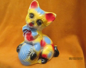 Vintage 1940's Carnival Chalkware Cat Figurine