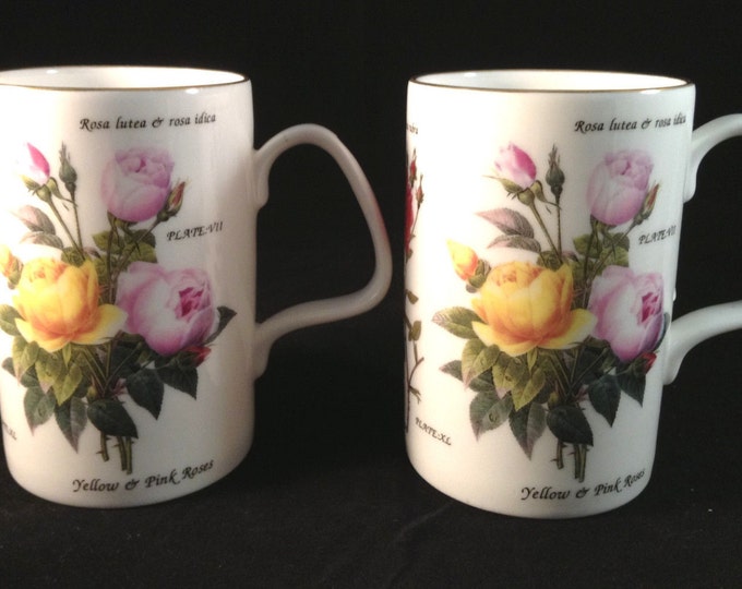 6 - English Bone China Coffee Mugs, Gift-For-The-Wife, Christmas Gift For Her, Floral Coffee Mug Set
