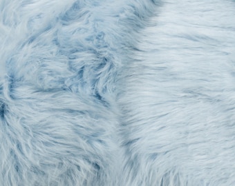 Baby Blue 60" Wide Shag Fur Fabric by the yard, Soft Fake Fur Fabric, Newborn Fur, Faux fur Coat, Vest, Throws, Pillows - 1 Yard Style 5002