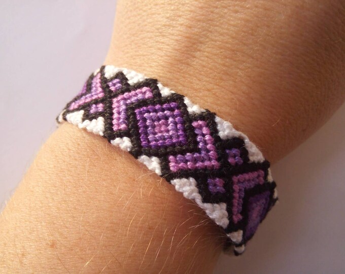Friendship Bracelet, Macrame, Woven Bracelet, Wristband, Knotted Bracelet - Wide Purple Ombre Bracelet