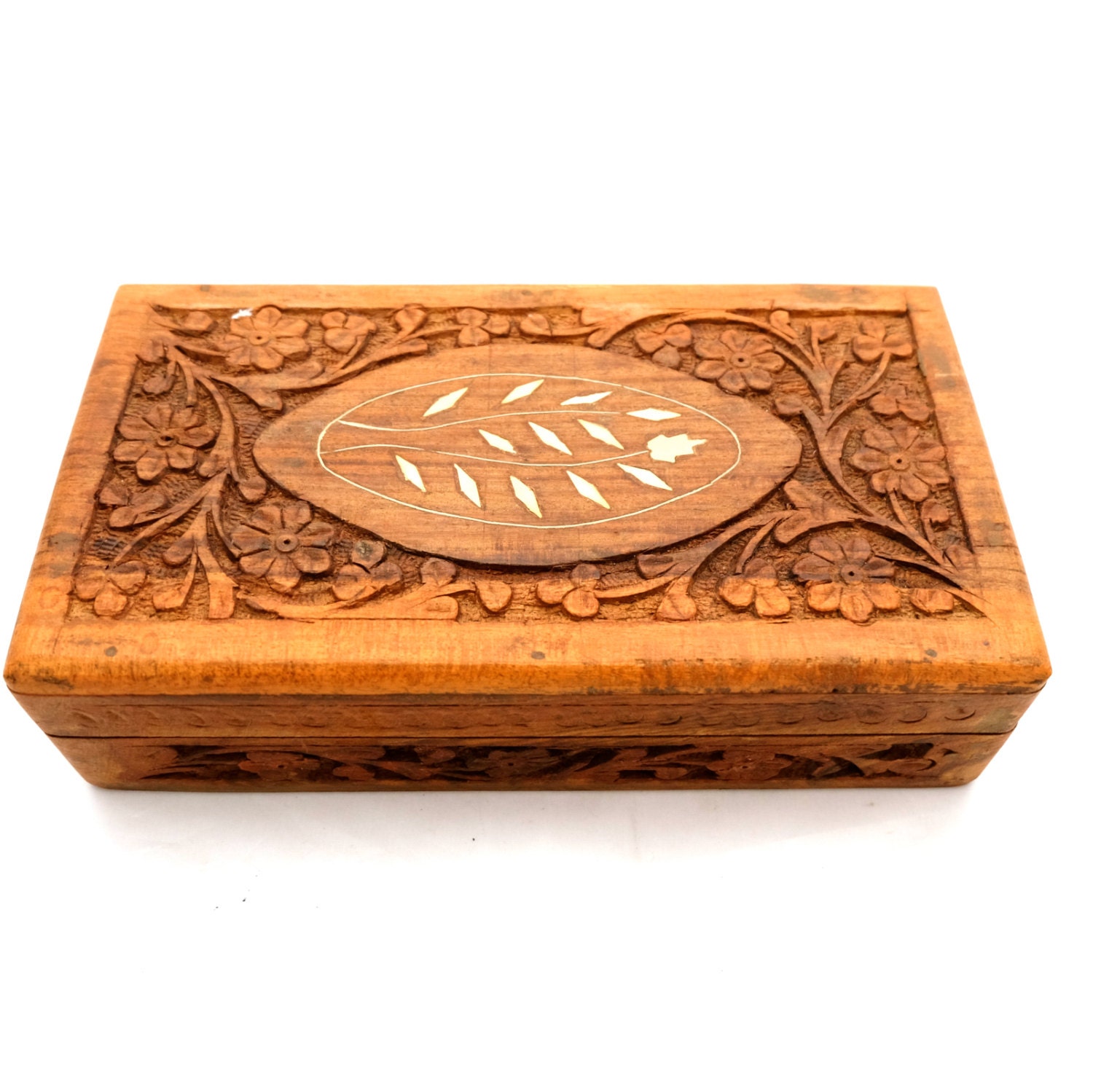 Wooden Box With Inlay, Wooden Jewelry Box, Ornate Wooden Box, Hand ...