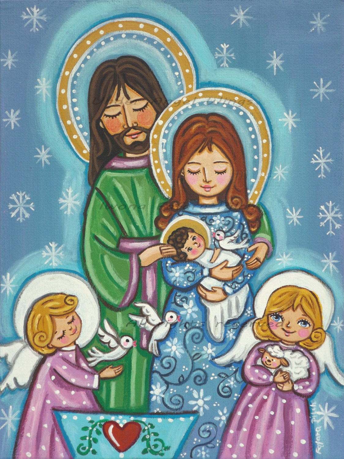 Holy Family canvas print Folk art nativity by UnderAngelWings