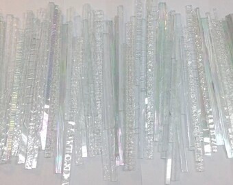 CLEAR Mixed Strips of Glass from stained Glass Shop for Mosaic work or art project in glass