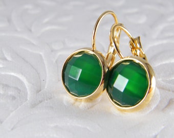 Choko Green Stone Pearl Earrings for Girls & Kids - Gold Tone Ethnic Dangler Pair