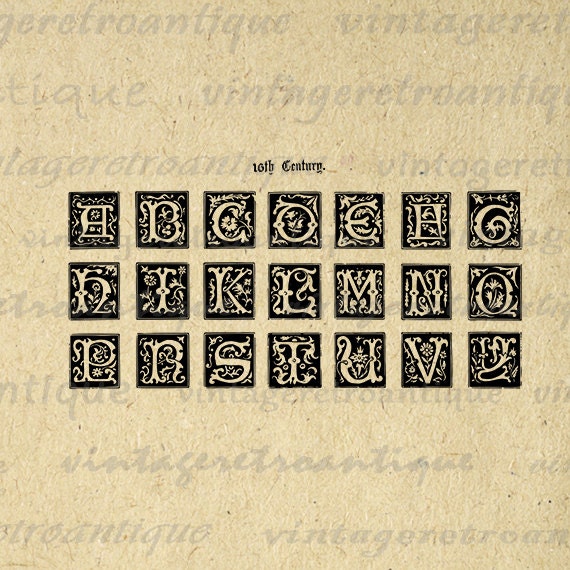 Digital Image Ancient Alphabet Download by VintageRetroAntique